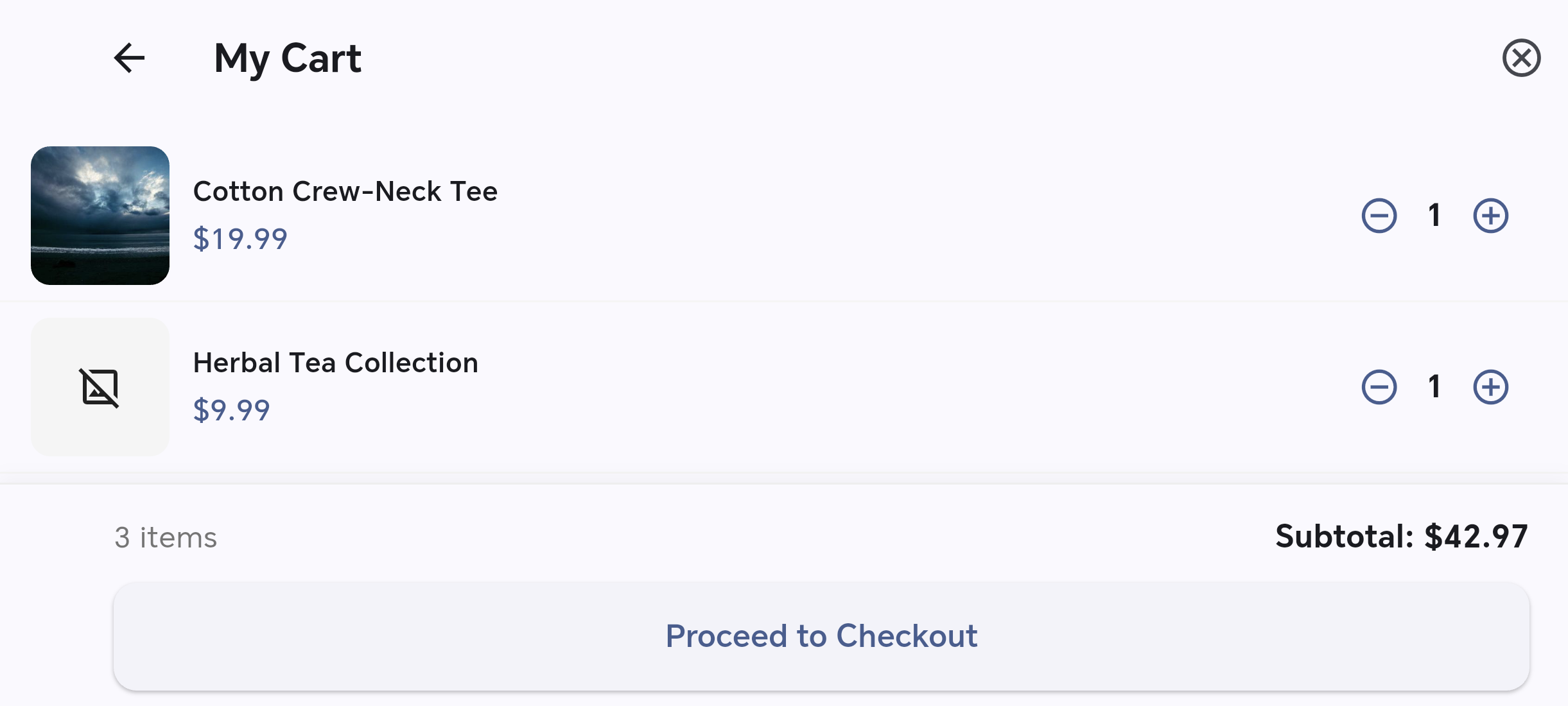 RetailServices cart screen