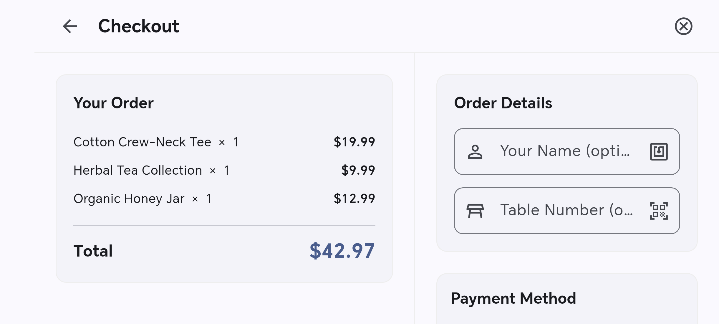 RetailServices checkout with payment options